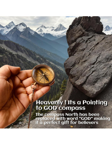 Brújula de Latón Antiguo ALADEAN Camino Divino 5.08 cm