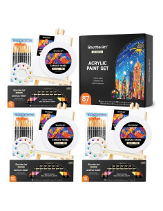 Juego de Pintura Acrílica Shuttle Art 87 Pack con Lienzos y Pinceles