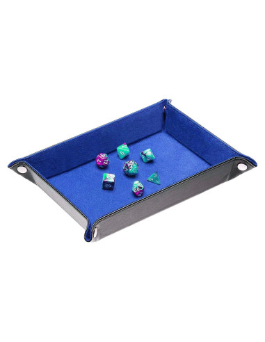 Bandeja Plegable para Dados Onwon de Cuero PU Azul 22.5x15cm