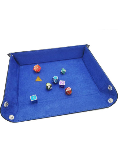 Bandeja Plegable para Dados Onwon de Cuero PU Azul 22.5x15cm