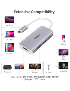 Adaptador USB C a Doble HDMI 4K Intpw Plata - 100W Carga 2