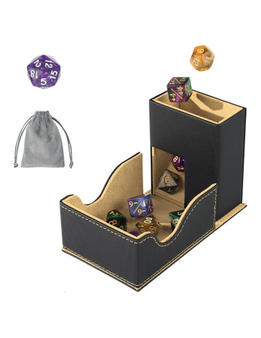 Torre de Dados Plegable Stepane de Cuero PU Negro/Marrón