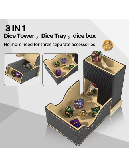 Torre de Dados Plegable Stepane de Cuero PU Negro/Marrón