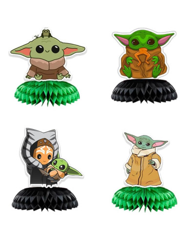 Centros de Mesa de Panal Baby Yoda - 9 Piezas Decorativas