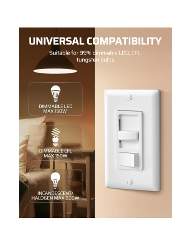 Interruptor Regulador Dewenwils 600W Incandescente y 150W LED