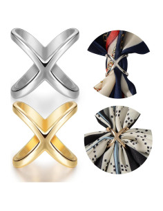 Anillo de Bufanda SYWDUDUCLT para Mujer - Oro y Plata - 2 Pcs