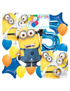 Ramo de Globos de Foil Minions Amscan 6 Piezas Multicolor