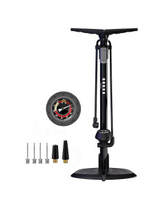 Bomba de Bicicleta GOBKO D2 con Manómetro 160 PSI Negra