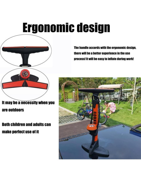 Bomba de Bicicleta GOBKO D2 con Manómetro 160 PSI Negra