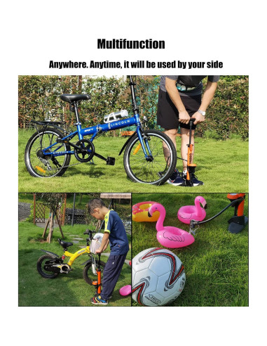 Bomba de Bicicleta GOBKO D2 con Manómetro 160 PSI Negra