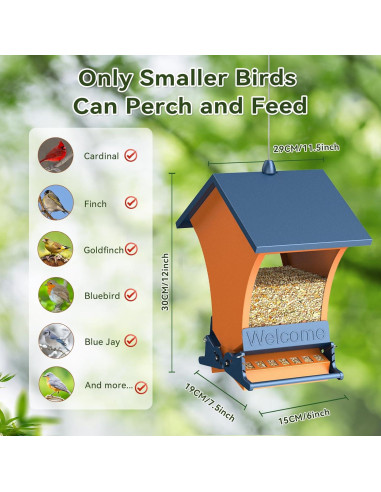 Comedero para Aves Wildpark 5kg a Prueba de Ardillas Naranja