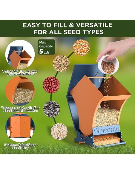 Comedero para Aves Wildpark 5kg a Prueba de Ardillas Naranja