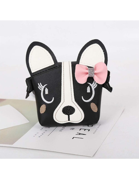 Mochila de Hombro para Niña Jienclound con Diseño de Perro - Negro