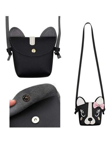 Mochila de Hombro para Niña Jienclound con Diseño de Perro - Negro