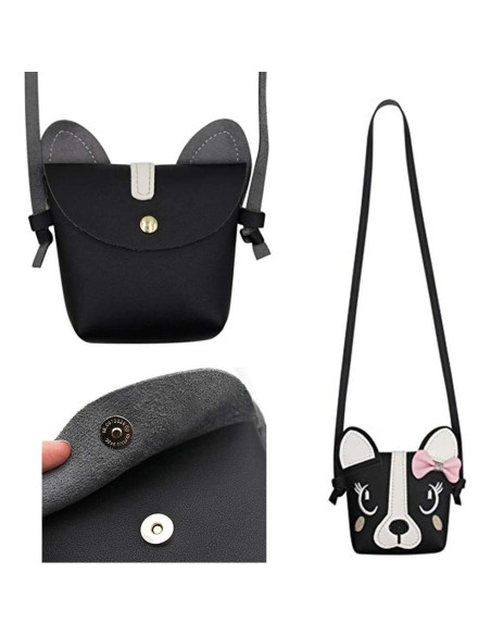 Mochila de Hombro para Niña Jienclound con Diseño de Perro - Negro