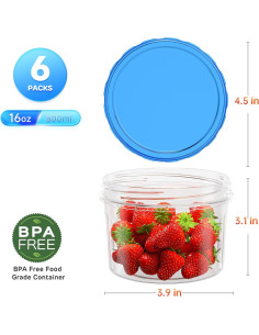 Contenedores de Almacenamiento Herméticos HOMETALL 6 Pzas 473ml 2