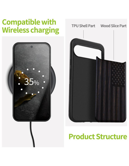 Funda Protectora Carveit para Google Pixel 9 Pro XL - Madera y TPU Funda Protectora Carveit para Google Pixel 9 Pro XL - Madera y TPU
