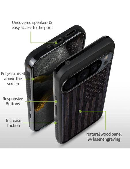 Funda Protectora Carveit para Google Pixel 9 Pro XL - Madera y TPU Funda Protectora Carveit para Google Pixel 9 Pro XL - Madera y TPU