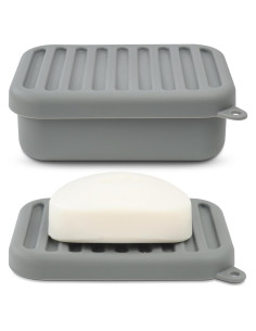 Funda de Jabón de Silicona AIMAIAIMAI Gris Compacta para Viaje