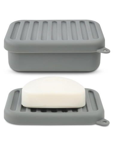 Funda de Jabón de Silicona AIMAIAIMAI Gris Compacta para Viaje