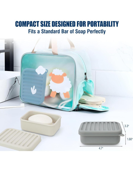 Funda de Jabón de Silicona AIMAIAIMAI Gris Compacta para Viaje