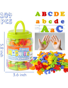 LovesTown 104 Piezas Letras y Números Magnéticos para Niños 2