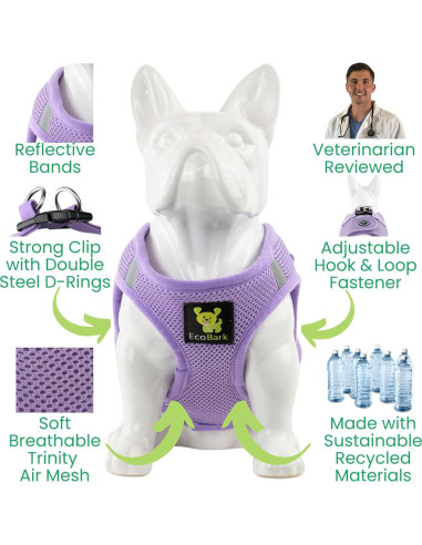 Arnés para Perros EcoBark XXXS Lavanda - Chaleco Suave para Cachorros