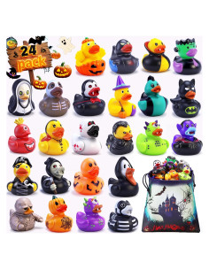 24 Patitos de Goma Halloween Yomwet - Juguetes para Baño 6 cm