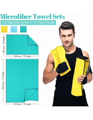 Toallas de Yoga Peryiter 6 Piezas Microfibra Antideslizantes