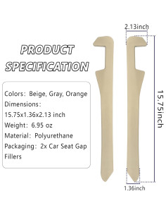Relleno Espacio entre Asientos de Coche Junecarp 2 Piezas Beige 2
