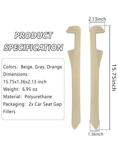 Relleno Espacio entre Asientos de Coche Junecarp 2 Piezas Beige