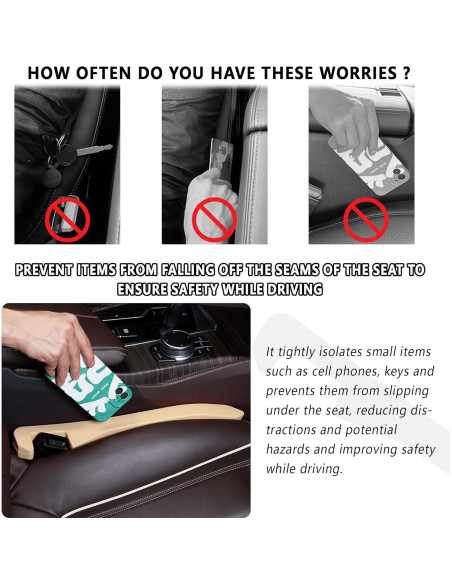 Relleno Espacio entre Asientos de Coche Junecarp 2 Piezas Beige