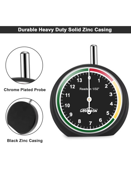 Medidor de Profundidad de Neumático GODESON 0.79 cm Dial