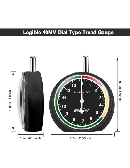 Medidor de Profundidad de Neumático GODESON 0.79 cm Dial