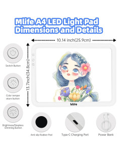 Tableta de Luz Mlife A4 Recargable Verde Claro 8860 Lux 2