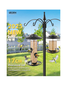 Comedero de Aves de Metal iBorn 0.91 kg con Techo 17 cm 2
