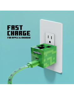 Cargador USB-C Liquipel Powertek Minecraft Creeper 1.83m 2