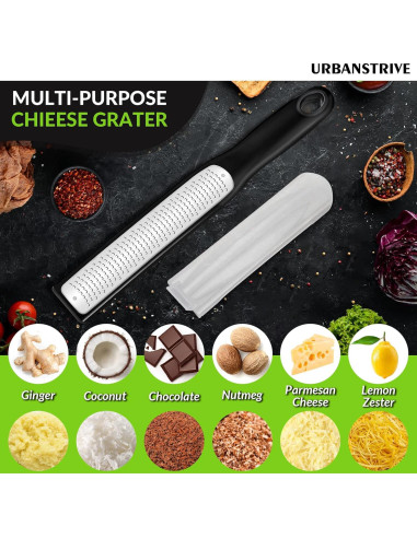 Rallador de Queso Urbanstrive de Acero Inoxidable Negro 35.6 cm
