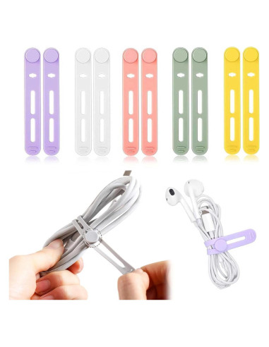 10 Sujetadores de Cable de Silicona ZLQHHYL Multicolor 8x1.2cm