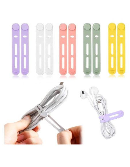 10 Sujetadores de Cable de Silicona ZLQHHYL Multicolor 8x1.2cm