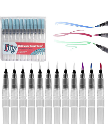 Juego de 12 Pinceles de Acuarela Recargables Maddie Rae