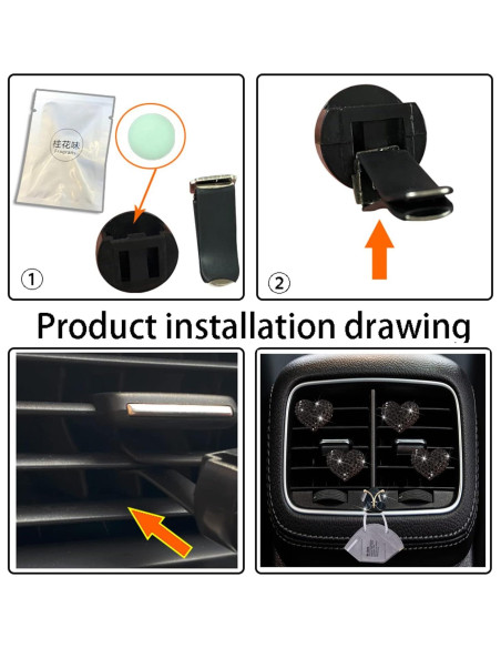 Clips Ambientadores de Coche Jowxsx, 4 Pcs Mariposa Strass