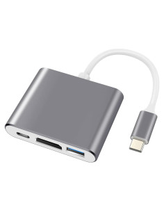 Adaptador USB C a HDMI 4K 3 en 1 F-02-001-Silver Gris