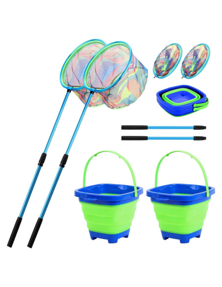 Red de Pesca Telescópica Lanboon 2 Paquetes con Cubos Plegables