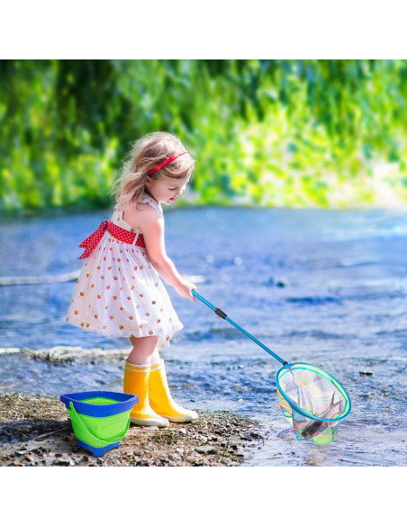 Red de Pesca Telescópica Lanboon 2 Paquetes con Cubos Plegables