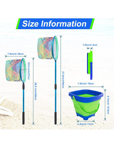 Red de Pesca Telescópica Lanboon 2 Paquetes con Cubos Plegables