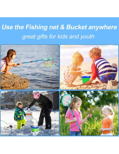 Red de Pesca Telescópica Lanboon 2 Paquetes con Cubos Plegables