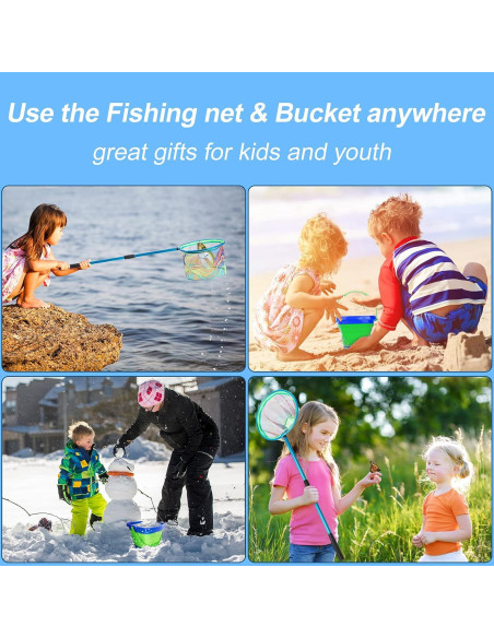 Red de Pesca Telescópica Lanboon 2 Paquetes con Cubos Plegables