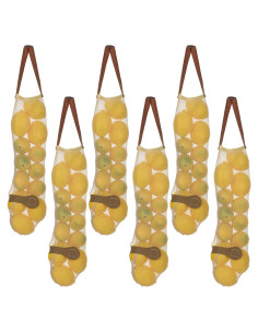 6 Bolsas de Almacenamiento de Cebolla Classicseali 48cm Beige