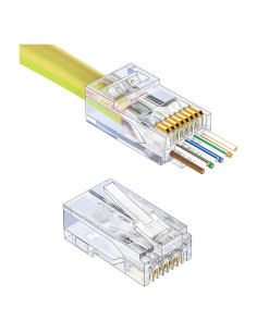 Conector RJ45 Pasante Cat6 CNCOB 100 Unidades Baño de Oro
